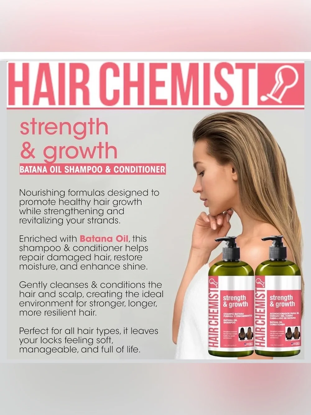 Hair Chemist Batana Strengthening Shampoo& Conditioner plus Oil Set -NEW IN BOX